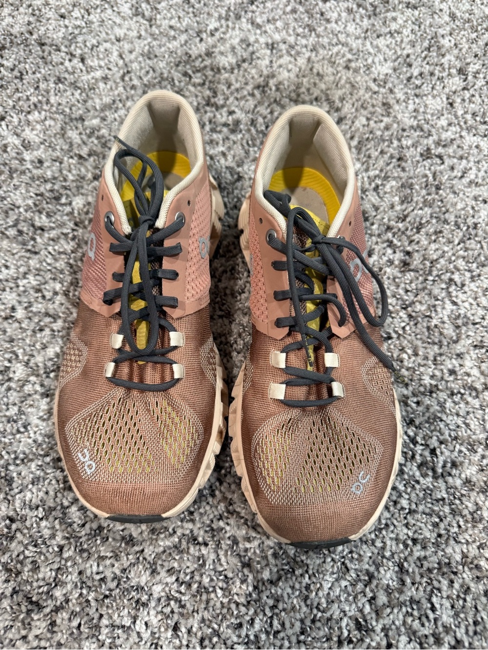 On Running Men's Rose Brown Mesh Athletic Sneakers with Black Laces